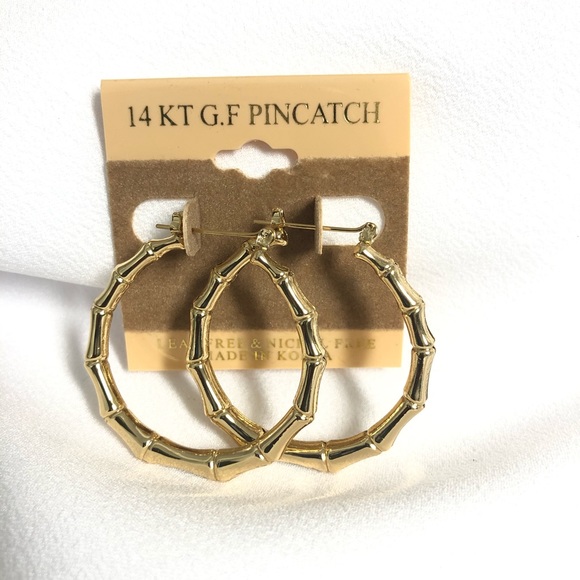 Bamboo Hoop Earrings | 14k Gold Filled - Picture 5 of 6